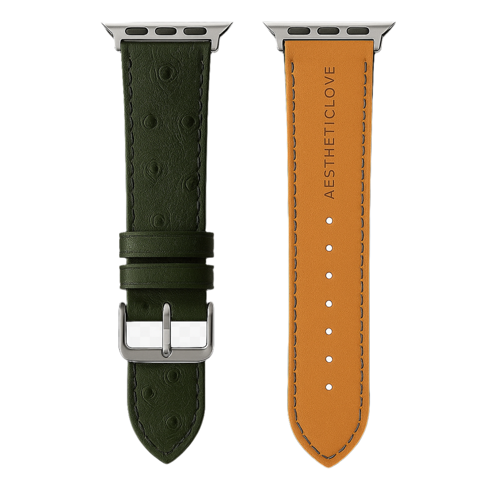 Ostrich leather strap - Green
