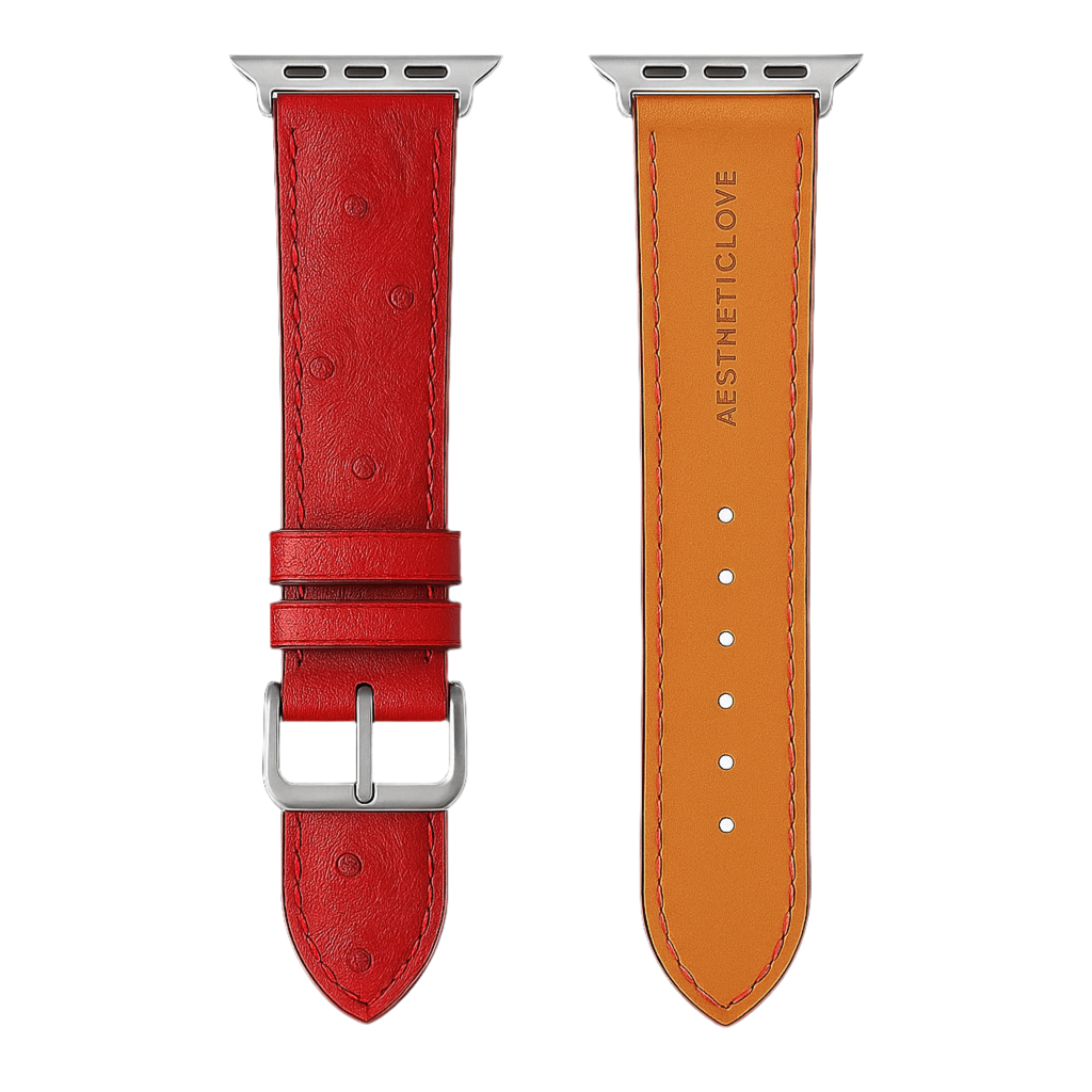 Ostrich leather strap - Red