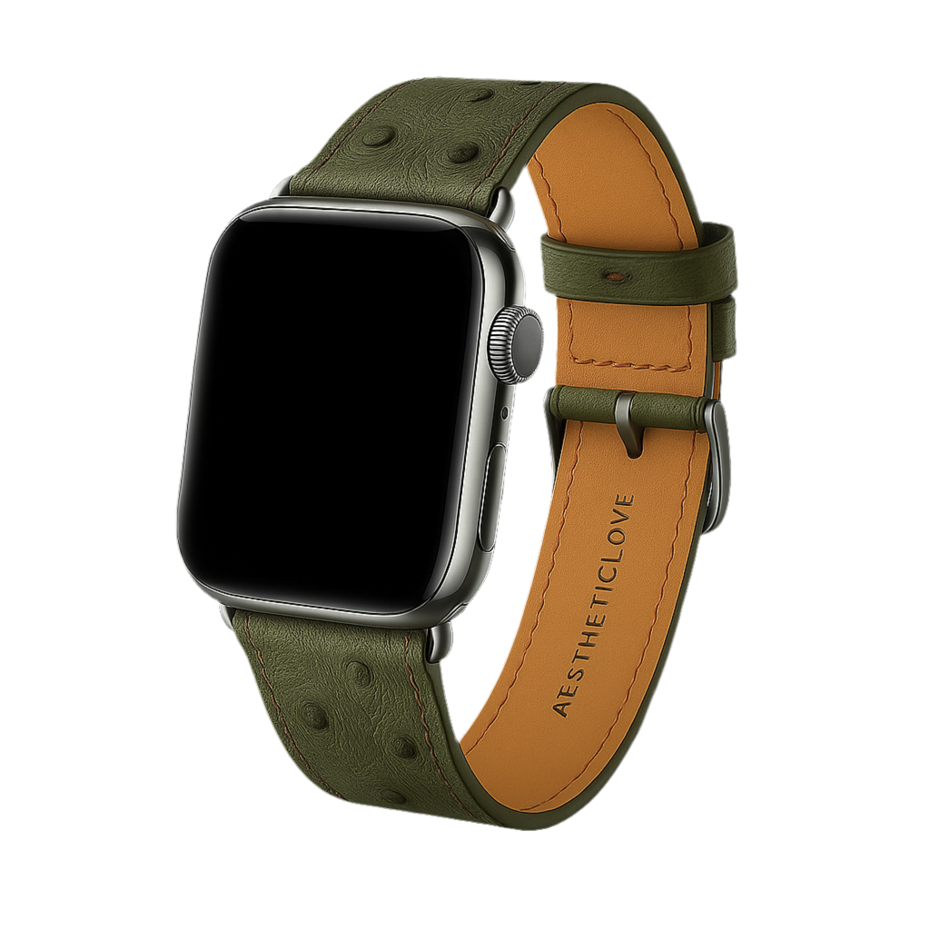 Ostrich leather strap - Green