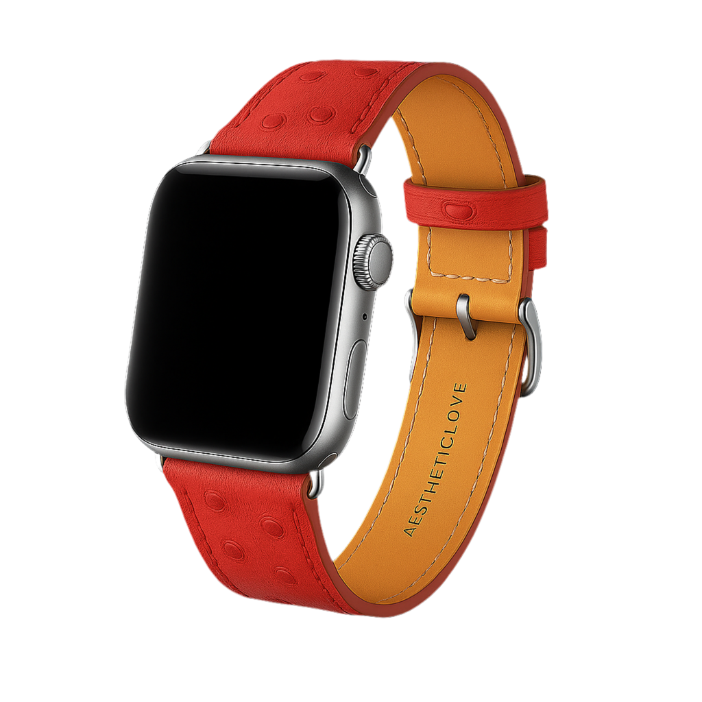 Ostrich leather strap - Red