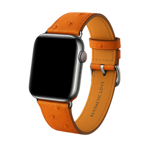 Ostrich leather strap - Orange