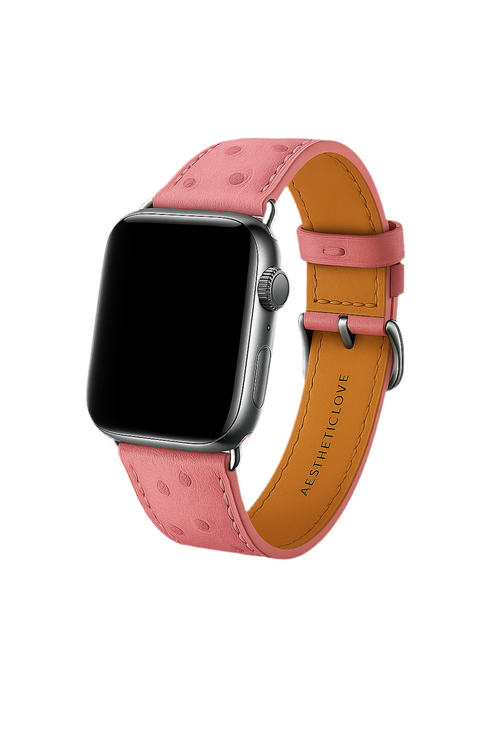 Ostrich leather strap - Pink