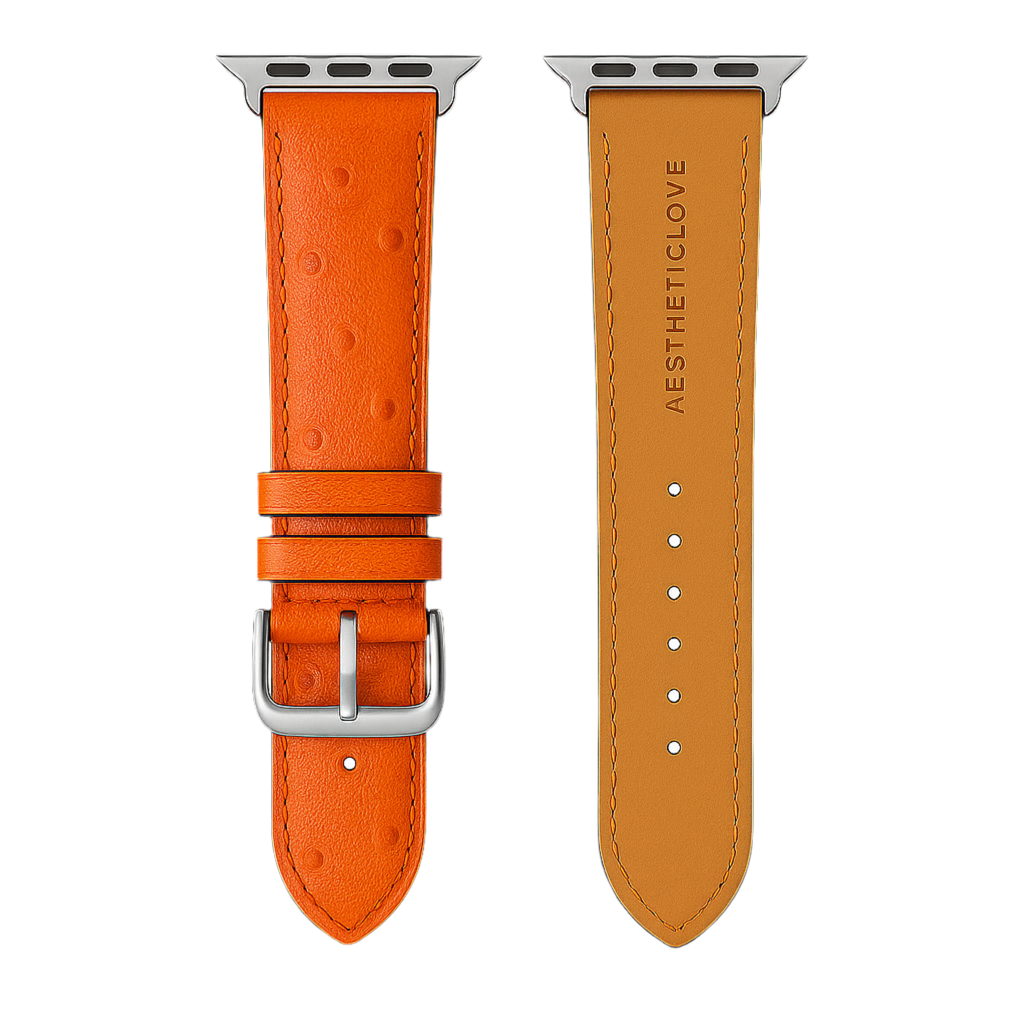 Ostrich leather strap - Orange