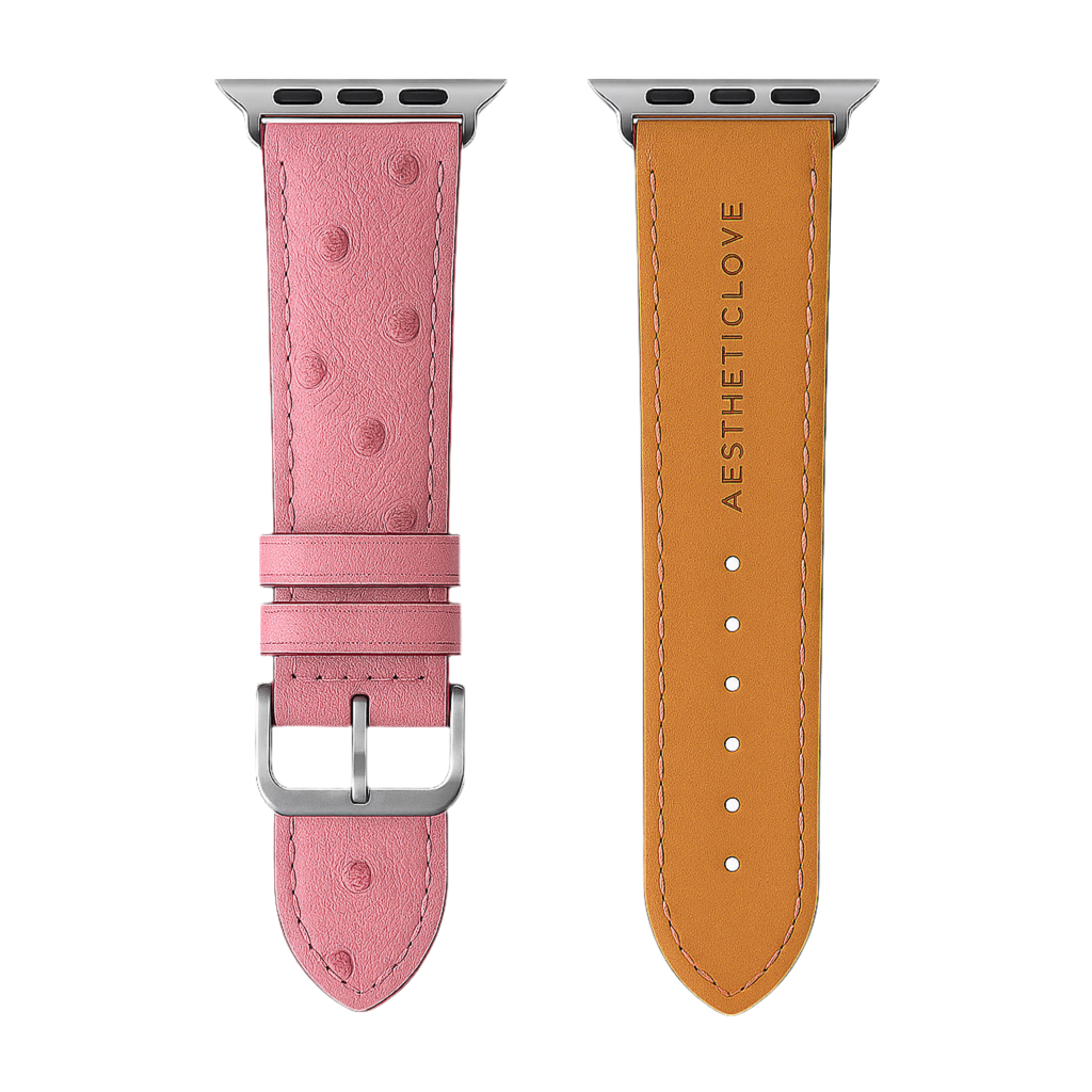 Ostrich leather strap - Pink